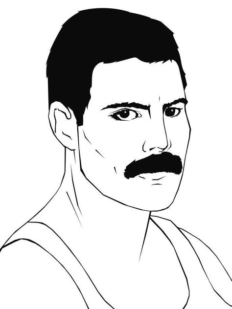 Freddy Mercury Drawings, Queen Drawing Band, Freddie Mercury Sketch, Portrait Poster Design, Singer Sketch, Freddie Mercury Drawing, Band Silhouette, Queen Drawing, Face Line Drawing