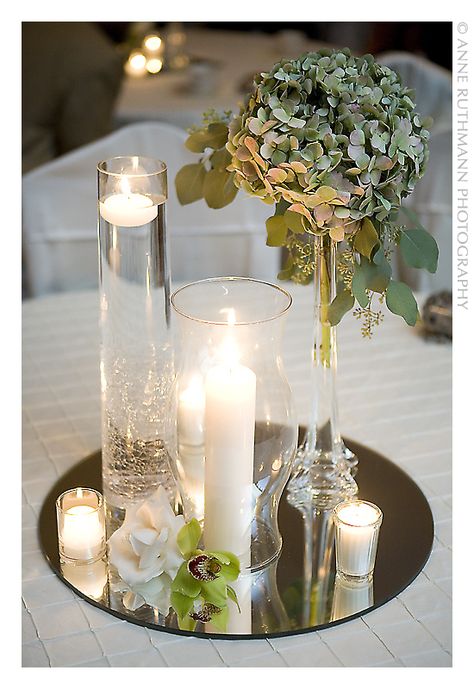 Tutte le dimensioni |Simple White Candle & Green Floral Centerpiece by http://www.ourbackyardflowershop.com/ | Flickr – Condivisione di foto! Table With Candles, Mirror Centerpiece, Candles Flowers, Tent Wedding, Deco Floral, Center Pieces, Wedding Flower Arrangements, Centre Pieces, Floral Centerpieces