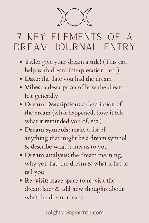 pink background, black text, title & bullet pointed list; top of image outline of full moon with a crescent moon on either side How To Remember Dreams, Dream Psychology, Dream Analysis, Dream Notebook, Journal Business, Journal Tips, Understanding Dreams, Aura Quotes, Dream Diary