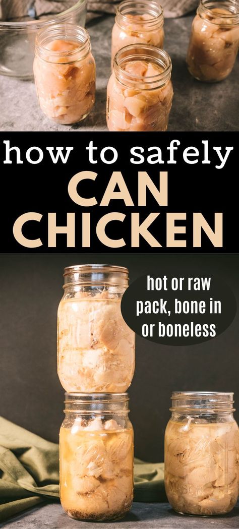 How To Dry Meat At Home, Pressure Canning Whole Chicken, Canning Chicken Recipes Pressure, Canning Raw Meat, Raw Pack Chicken Canning, Canning Shredded Chicken, Canning Chicken And Dumplings, How To Can Meat Pressure Canning, Pressure Canning Meat Recipes