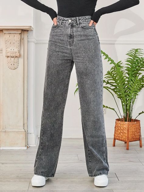 Gray Denim Pants Outfit, Grey Denim Pants Outfit, Grey Straight Jeans Outfit, Gray Denim Jeans Outfit, Grey Denim Jeans Outfit, April Fits, Trousers Women Outfit, Grey Jeans Outfit, Denim Pants Outfit