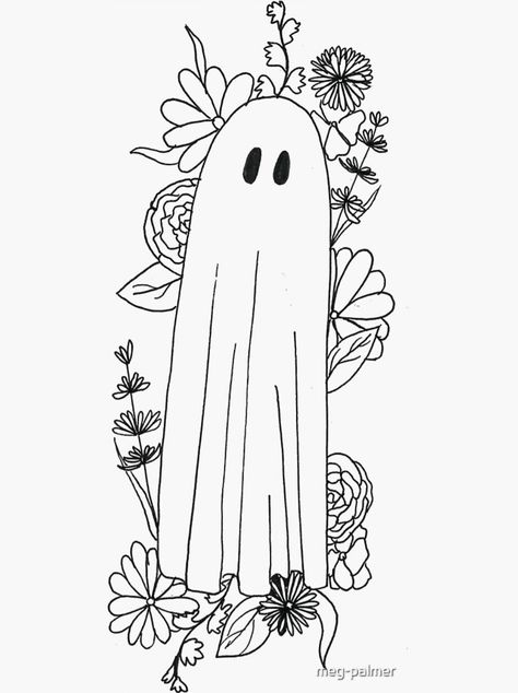 Ghost Tattoo Flowers, Ghost Tattoos With Flowers, Floral Sheet Ghost Tattoo, Ghost And Flower Tattoo, Ghost Tattoo With Flowers, Floral Ghost Tattoo, Spooky Flowers Drawing, Flower Ghost Tattoo, Ghost Flower Tattoo