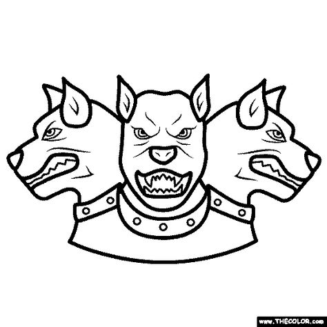 Three Headed Dog Coloring Page Three Headed Dog Drawing, 3 Headed Dog Drawing, 3 Headed Dog, Three Headed Dog, Dog Drawing Simple, Big Scary, Scary Dogs, Dog Coloring Page, Three Dogs