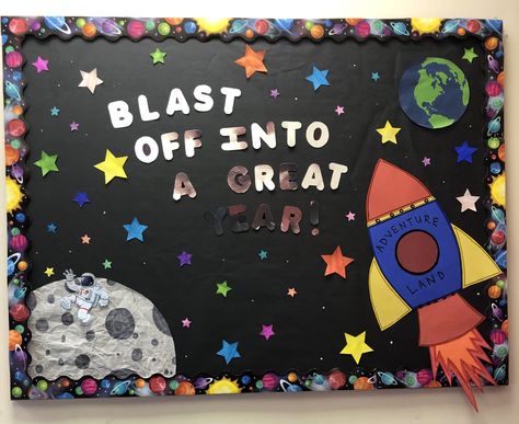 Space Door Decorations Classroom, Testing Bulletin Boards, Counselor Decor, Space Bulletin Boards, Test Prep Motivation, Counseling Bulletin Boards, Space Theme Classroom, Testing Motivation, Space Classroom