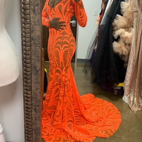 Bright Orange Prom Dress, Neon Orange Prom Dress, Matric Ball Dresses, Neon Orange Dress, Bright Orange Dress, Mid Thigh Dress, Orange Gown, Orange Prom Dresses, Black Halo Dress