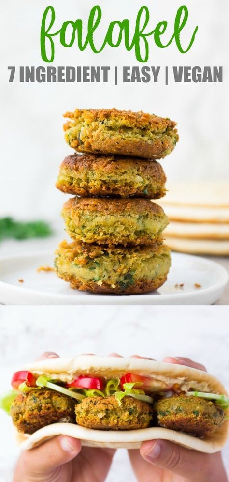 7-ingredient Easy Vegan Falafel using canned chickpeas. Baked or Pan Fried options! #vegan #plantbased #dairyfree #falafel #noracooks Vegan Falafel Recipe, Vegan Falafel, Falafel Recipe, Healthy Vegan Snacks, Vegan Lunches, Canned Chickpeas, Vegan Lunch, Vegan Cooking, Trail Mix