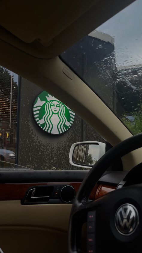 #starbucks #drive #vw #aesthetic Driving Aesthetic Day, Vw Aesthetic, Starbucks Drive Thru, Driving Aesthetic, Driving License, 2024 Vision, Driving Test, Future Life, Rainy Days