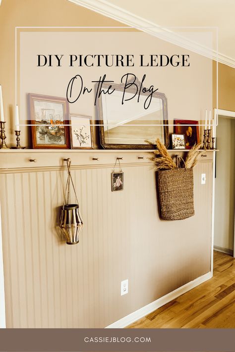 Diy Entryway Mudroom Wall, Entryway Peg Shelf, Board And Batten Wall Entryway With Picture Ledge, Shelf With Beadboard, Diy Wainscoting With Shelf, Peg Rail Accent Wall, Painted Beadboard Wainscoting, Accent Walls For Entryway, Beadboard Wall Height