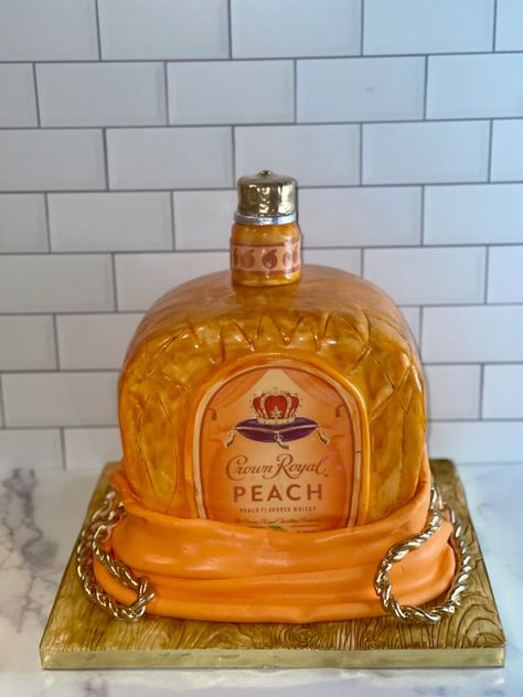 Peach Crown Royal, Crown Royal Bottle, Bottle Cake, Crown Royal, Crown, Cake