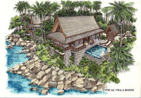 phuket resort — Hotel Architects | Award Winning Resort Architecture and Masterplanning | GKA Resort Plan, Phuket Resorts, Modern Villas, Perspective Drawing Architecture, Resort Architecture, Resort Design, Lake Resort, Spa Design, A Frame Cabin