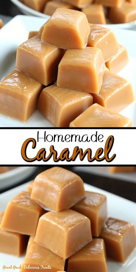 Homemade Caramel is a family favorite caramel recipe, that is super soft and chewy, and is perfect to make during the holiday season. #homemadecaramelrecipe #easyhomemadecaramel Christmas Caramels Recipe, Carmel Recipe Without Heavy Cream, Homemade Caramels Candy, 6 Minute Caramels, Home Made Soft Carmels, Home Made Caramel Candy, Carmels Easy, Caramel Christmas Treats, Easy Soft Caramel Recipe