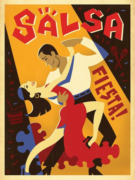 Cuban Graphic Design, Salsa Illustration, Cuban Salsa Dancing, Cuban Dancing, Salsa Aesthetic, Dance Poster Ideas, Cuban Dance, Salsa Baile, Latin Dances