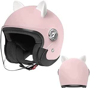 Cool Girl Pink Cat Ear Electric Motorcycle Half Face Helmet Vespa Helmet, Jet Helmet, Pink Helmet, Half Helmets, Retro 3, Half Face, Open Face, Cat Ear, Electric Motorcycle