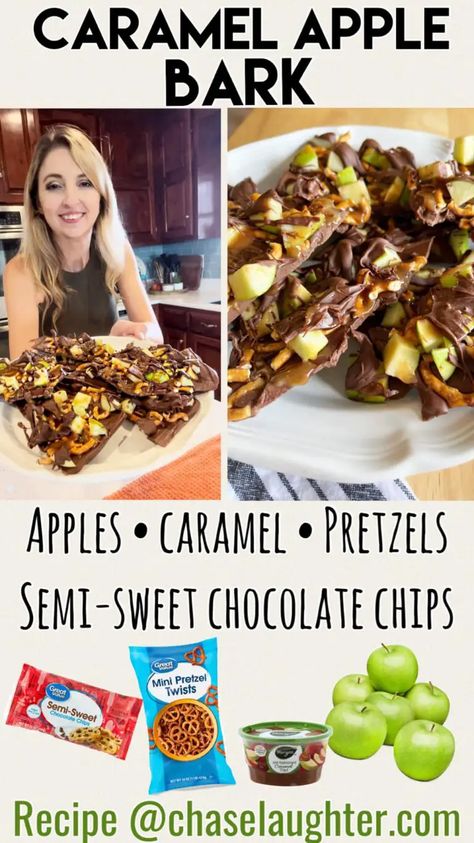 Caramel Apple Bark, Apple Bark, Apple Pretzels, Chocolate Caramel Apples, Caramel Pretzels, Mini Pretzels, Cold Cuts, Chocolate Chip Recipes, Semi Sweet Chocolate Chips