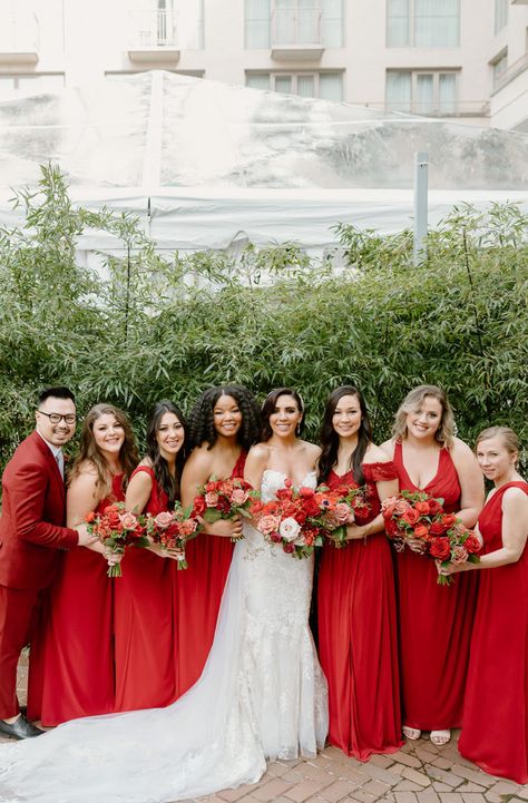 Red Bridesmaid Dresses Summer, Red Summer Wedding, Red Wedding Colors, April Wedding Colors, Bridesmaid Dresses Red, August Wedding Colors, Bride Things, September Wedding Colors, Wedding Motif