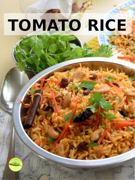 Nasi tomato (tomato rice) is the Malaysian version of the tomato rice originated from India.  The rice is heavily scented with spices like cloves, cardamom, cinnamon, and star anise. Give it a try. It is an easy recipe with rice cooker. Maylasian Recipes, Indonesian Rice Recipe, Tomato Rice Indian, Malay Dishes, Nasi Tomato, Tomato Rice Recipe, Malaysian Recipes, Tomato Tomato, Biryani Rice