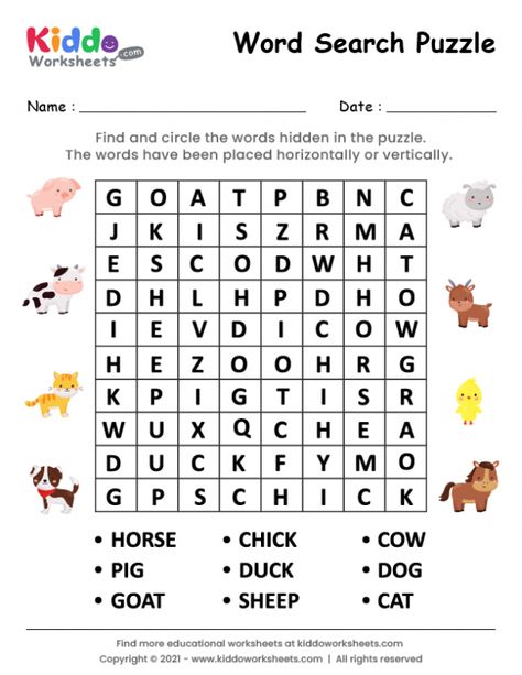 Animal Worksheets For Kids, Animal Worksheets First Grade, Animals Worksheet For Grade 1, Farm Animal Worksheet, Word Search For Kids Free Printable, Domestic Animals Worksheets, Farm Animals Worksheets For Kids, Pet Animals Worksheets For Kids, English Animals Worksheet