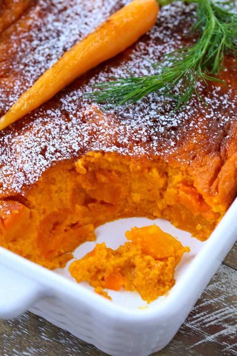 This Brown Sugar Carrot Soufflé is the perfect side dish recipes for all your holidays or Sunday dinners! #sidedishrecipe #sidedishes #thanksgivingsides #carrotrecipes #eaastersidedishes #christmassidedishes Carrot Souffle Recipe, Whiskey Chicken, Brown Sugar Carrots, Carrot Recipes Side Dishes, Carrot Souffle, Best Stuffing Recipe, Souffle Recipe, Spicy Mushroom, Sugar Carrots