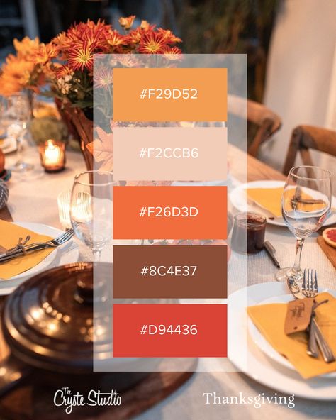 Bring the spirit of Thanksgiving to life with colors inspired by the season's flavors and festivities. From soft creams to bold cranberry, these palettes add a touch of elegance to any project. Which one is your favorite? Let us know below! #HolidayPalette #ThanksgivingDecor #CreativeInspo #TheCrysteStudio Thanksgiving Color Palette, Thanksgiving Color, Thanksgiving Decorations, The Spirit, Color Palettes, Color Inspiration, Cranberry, Dress To Impress, Color Schemes