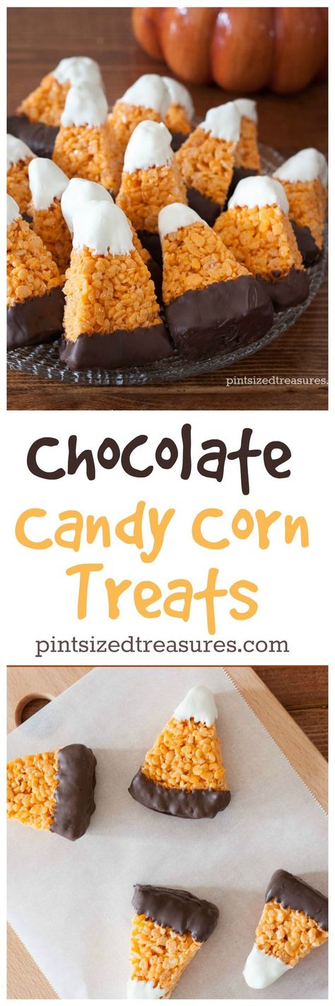 Chocolate Candy Corn Crispy Treats are super-cute and easy to make! Not to mention incredibly yummy! Perfect for your next fall party! @alicanwrite Candy Corn Rice Krispie Treats, Homemaking Skills, Special Cookies, Recetas Halloween, Corn Rice, Krispy Treats, Fall Snacks, Holiday Goodies, Rice Krispy