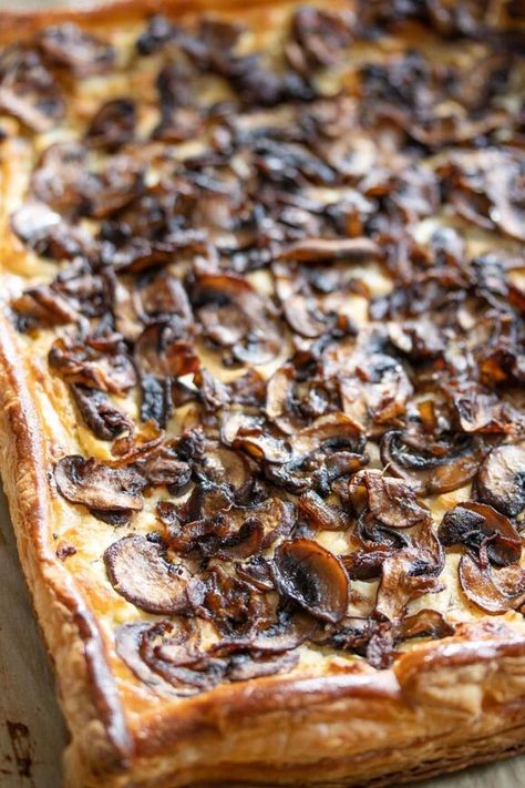 Mushroom Goat Cheese Tarte - A French Classic - NewsBreak Mushroom Goat Cheese, Mushroom Tart, French Classic, Quick Meal, Goat Cheese, Quick Meals, Goats, Tart, Stuffed Mushrooms