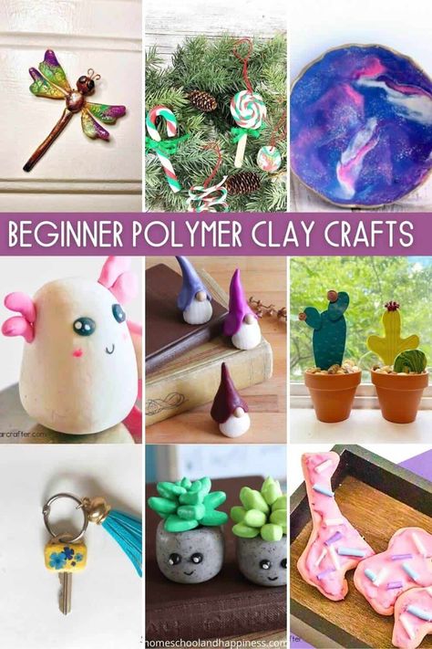 Beginner Polymer Clay Crafts Anyone Can Make Baking Clay Crafts, Polymer Clay Ideas For Beginners Diy Craft Projects, Clay Kids Ideas, Fun Polymer Clay Ideas, Polymer Clay Ideas For Kids, Easy Modeling Clay Ideas Simple, Easy Polymer Clay Ideas For Beginners, Clay Foam Ideas, Polymer Clay Crafts For Beginners Step By Step