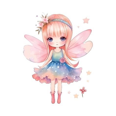 Cute fairy watercolor paint | Premium Vector #Freepik #vector #pixie #cute-fairy #fairy #kawaii Fairy Watercolor, Fairy Kawaii, Elf Wings, Wall Decor Decals, Cute Fairy, Entryway Living Room, Wall Stickers Bedroom, Stickers Wall, Beautiful Fairies