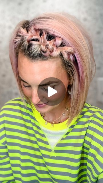 Karen Lester on Instagram: "Short Hairstyle Inspo 🩷 or long hairstyle inspo, I just have short hair! ✨Comment TEX✨ and my fav Volumizing powder will be sent to your messages! Ponytails are in my profile links! #shorthairstyles #shorthairideas #hairstyleideas #hairstyleinspo #hairstyletutorial #hairreels" Cute Bubble Braid Hairstyles For Short Hair, How To Make Bubble Braids With Short Hair, Cute Pigtail Hairstyles Short Hair, Double Bubble Braid Short Hair, Easy Bubble Braid Tutorial Short Hair, Cute Hoco Hairstyles For Short Hair, Short Hair Sports Hairstyles, Crimped Hairstyles Short, Bubble Braid Pigtails Short Hair