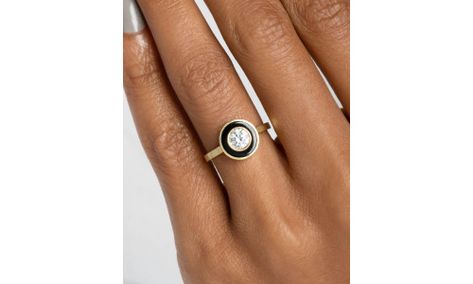 Enamel Rings | Gold and Enamel Rings | Enamel Wedding Rings - Bario Neal Bario Neal, Enamel Rings, Ring Collection, Rings Gold, Enamel Ring, Ring Collections, White Enamel, Black Enamel, Gold Rings