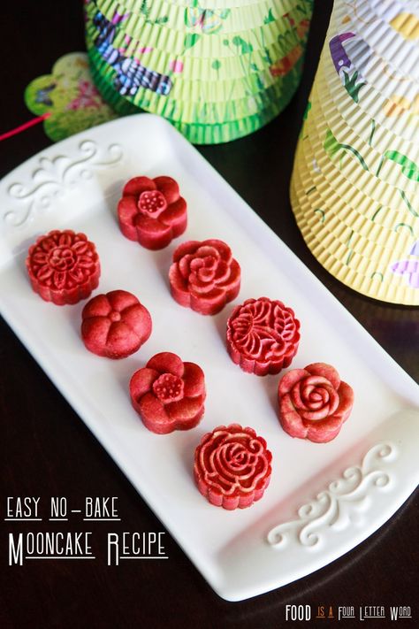 EASY No-Bake Strawberry Mooncake Recipe – FOOD is Four Letter Word Snowy Mooncake Recipe, Easy Moon Cake Recipe, Traditional Chinese Sweets, Moon Cakes Recipe, Moon Cake Recipe, Mooncakes Recipe, Frog Food, Mooncake Recipe, Strawberry Shortcake Ice Cream