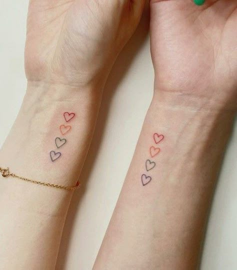 Colorful Hearts Tattoo, Rainbow Hearts Tattoo, Colored Heart Tattoo, Rainbow Heart Tattoo, White Heart Tattoos, Tattoos Small Meaningful, Heart Tattoo Ankle, Heart Outline Tattoo, Little Heart Tattoos