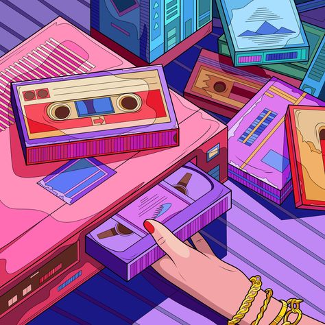 Casette Illustration, Lofi Aesthetic, Pop Illustration, Getting A Tattoo, Minimalist Tattoos, Dreamy Art, Retro Aesthetic, A Tattoo, Retro Art