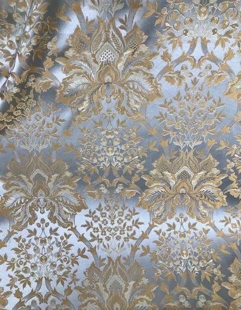 Sewing Stitches, Pierre Frey, Silk Brocade, Brocade Fabric, Jacquard Weave, Neoclassical, Jacquard Fabric, Blue And Gold, Rococo