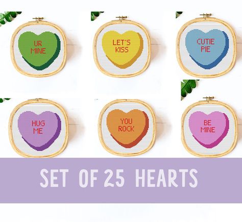 Valentine Cross Stitch Patterns, Free Heart Cross Stitch Patterns, Small Heart Cross Stitch Pattern, Hearts In Cross Stitch, Valentine Cross Stitch, Cross Stitch Love Heart, Valentine’s Day Cross Stitch Patterns Free, Cross Stitch Easy, Love Cross Stitch