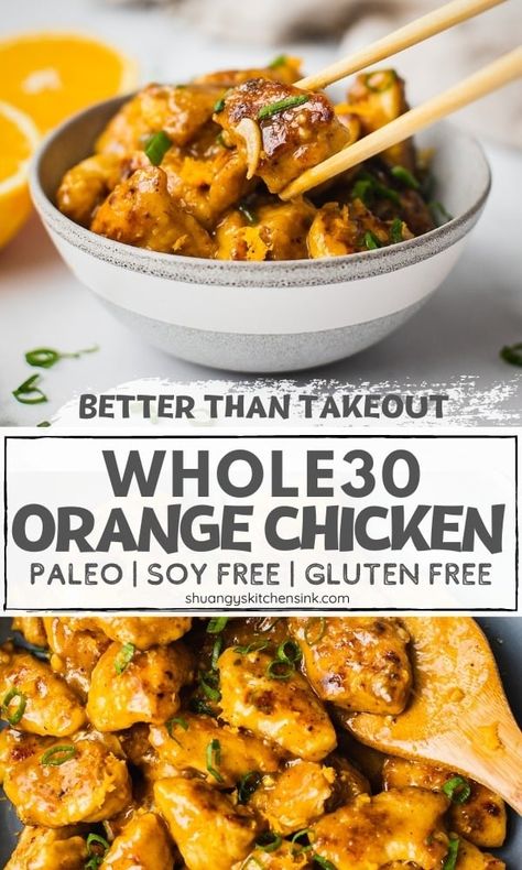 This Orange Chicken recipe is delicious, and so easy to make. It makes the perfect dinner served over cauliflower rice or jasmine rice, and steamed broccoli. You won't believe how Popular this recipe is in the SKS community. Try it and let me know what you think in the comment below! Whole30 Orange Chicken, Whole 30 Orange Chicken, Gluten Free Orange Chicken Recipe, Paleo Orange Chicken, Gluten Free Orange Chicken, Chicken Nutrition Facts, Healthy Easy Lunch, Whole 30 Chicken Recipes, 2024 Meals