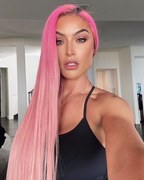 Happy #NationalPinkDay 👩🏻‍🎤😜💕🌸🎀 - Do we like Straight hair or ehhh ? -  #PinkStorm #PinkReign #PinkPositive One Winged Angel, Natalie Eva Marie, National Pink Day, Winged Angel, Natalie Marie, Eva Marie, Wwe Girls, Female Wrestlers, Straight Hair