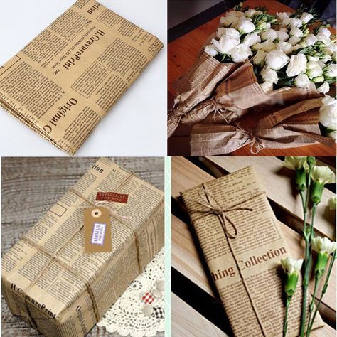 Gift Wrapping With Newspaper, Newspaper Wrapping, Christmas Party Decor, Written Notes, Paper Wrap, Wrap Gift, Christmas Party Decorations, Hand Written, Note Writing