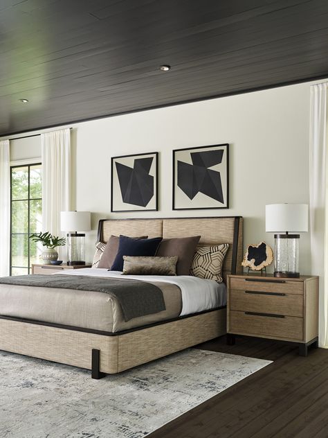 Barcelona Upholstered Bed | Lexington Home Brands Tommy Bahama Furniture, Shelter Design, Lexington Home, Indoor Outdoor Furniture, Bed Dimensions, Upholstered Panels, Beds & Bed Frames, Panel Bed, Contemporary Living