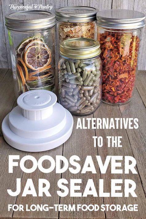 Storing Food In Mason Jars, How To Vacuum Seal Mason Jars, Mason Jar Vacuum Sealer, Canning With Vacuum Sealer, Vacuum Canning In A Jar, Vacuum Sealer Hacks, Vacume Seal Ideas Food Storage, Mason Jar Vacuum Sealing, Vacuum Sealing Food In Jars