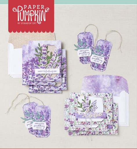 Lavender Stamp, Paper Pumpkin Stampin Up, Stampin Up Paper Pumpkin, Lovely Lavender, January 2024, Card Kits, Unboxing Video, Stamp Crafts, Paper Pumpkin