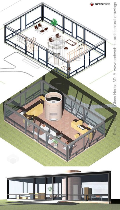 Glass House Plans, The Glass House, Phillip Johnson, Glass Box Architecture, Glass And Concrete Architecture, Concrete And Glass Architecture, Philip Johnson Architecture, Glass House Architecture, Phillip Johnson Glass House