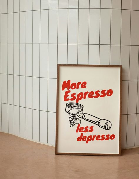 Coffee Bar Letterboard, Retro Coffee Bar, More Espresso Less Desperado, Coffee Aesthetic Poster, Cafe Prints, Vintage Coffee Bar, Art Deco Cafe, Trendy Cafe, Cafe Quotes