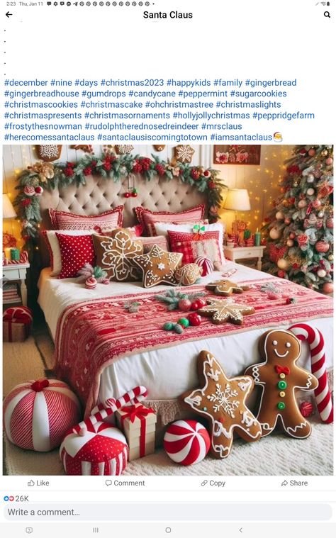 Gingerbread Bedroom Decor, Gingerbread Bedroom, Gingerbread Bedding, Girls Christmas Bedroom, Christmas Queen, Holiday Bedroom Decor, Gingerbread Christmas Tree, Holiday Bedroom, Candyland Christmas