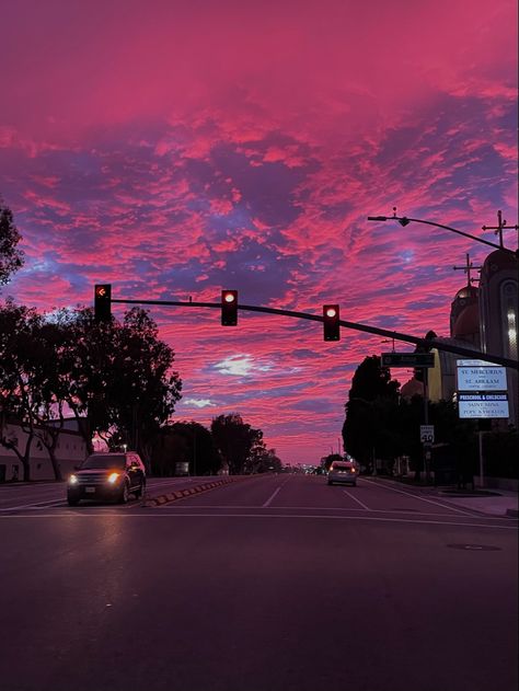 Pink Street Aesthetic, Street Sunset Aesthetic, Alaina Aesthetic, Pink Hour Sky, Mollie Aesthetic, Pink Hour Aesthetic, Pink Skies Aesthetic, Light Pink Sunset, Aesthetic Pink Sunset