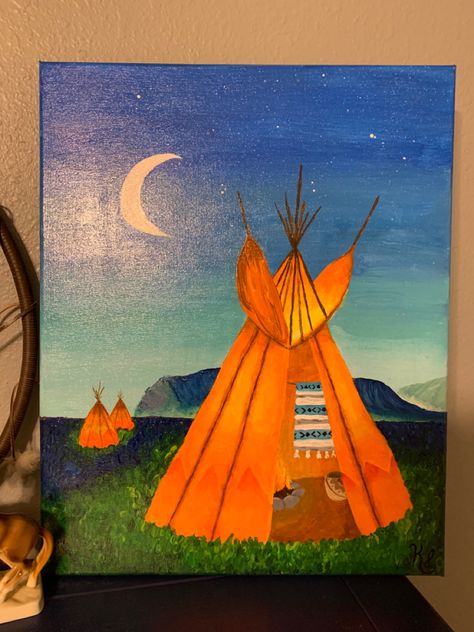 Beatiful teepee painting for a tribal themed boys room Teepee Painting, Gift Painting, Teepee Tent, Boys Room, South Dakota, Boy's Room, Painting Ideas, Light Up, Tent