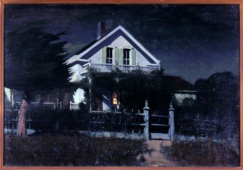 Peters' House in Monterey // Charles Rollo Peters  // There is something eerie yet beautiful to this painting Monterey Style, Happy Paintings, Night Scene, Unique Canvas, Water Painting, Community Art, Monterey, Great Artists, The Light