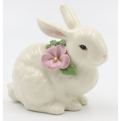 Rabbit Sitting, Porcelain Rabbit, Bunny Statue, Porcelain Sculpture, Genealogy Chart, Pottery Animals, Pansy Flower, Ceramic Bunny, Bunny Figurine