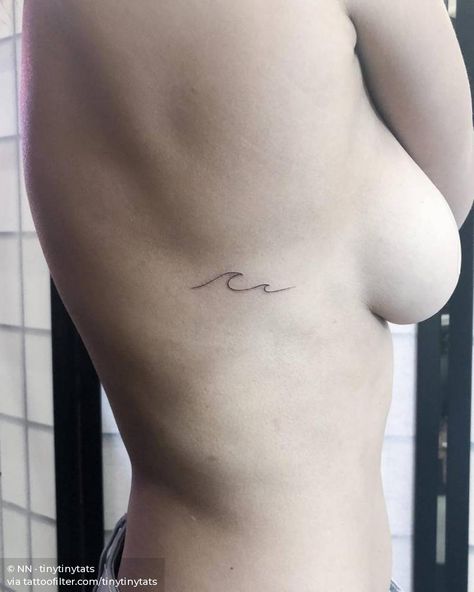 Minimalist Wave Tattoo, Small Nature Tattoo, Tattoos On Side Ribs, Small Wave Tattoo, Rib Tattoos For Women, Ribcage Tattoo, Wave Tattoo, Underboob Tattoo, Explore Tattoo