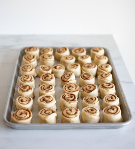 Soft and Gooey Mini Cinnamon Rolls | Sarah Kieffer Breakfast Ideas With Mini Bagels, How To Make Mini Cinnamon Rolls, Small Cinnamon Roll Recipe, Mini Pumpkin Cinnamon Rolls, Miniature Cinnamon Rolls, Small Cinnamon Rolls, Cinnamon Rolls Mini, Mini Cinnamon Rolls Homemade, Mini Cinnamon Rolls Easy