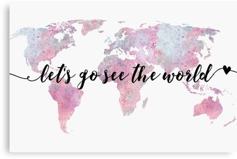 For those with wanderlust who dream of travelling every moment of the day. It's time to go see the world we live in.  Watecolour world map with paint splatter throughout. Black text "Let's go see the world". Available on wall art, stickers, t-shirts, decor & accessories.  SHIPPING WORLDWIDE. #travel #travelinspo #travelinspiration #wanderlust #giftidea #forher #wallart #canvas #christmasgiftideas #travelquotes Travel Wallpaper For Laptop, World Watercolor, Twitter Cover Photo, Maps Aesthetic, Watercolor World Map, Pastel Background Wallpapers, Map Canvas Art, World Map Wallpaper, Creative Wall Decor